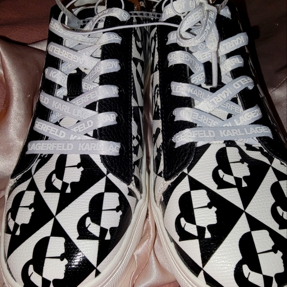 NWOB Karl Lagerfeld Kate diamond 8.5(39)sneakers B&W - Picture 1 of 5